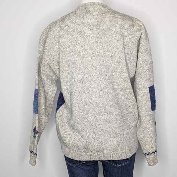 Vintage Woolrich Grey Blue Pink Mixed Design Button Up Wool Cardigan Sweater M - Picture 7 of 9